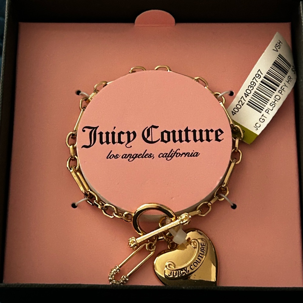 Juicy Couture Pink and Gold Heart Charm Bracelet Set - Picture 2 of 2